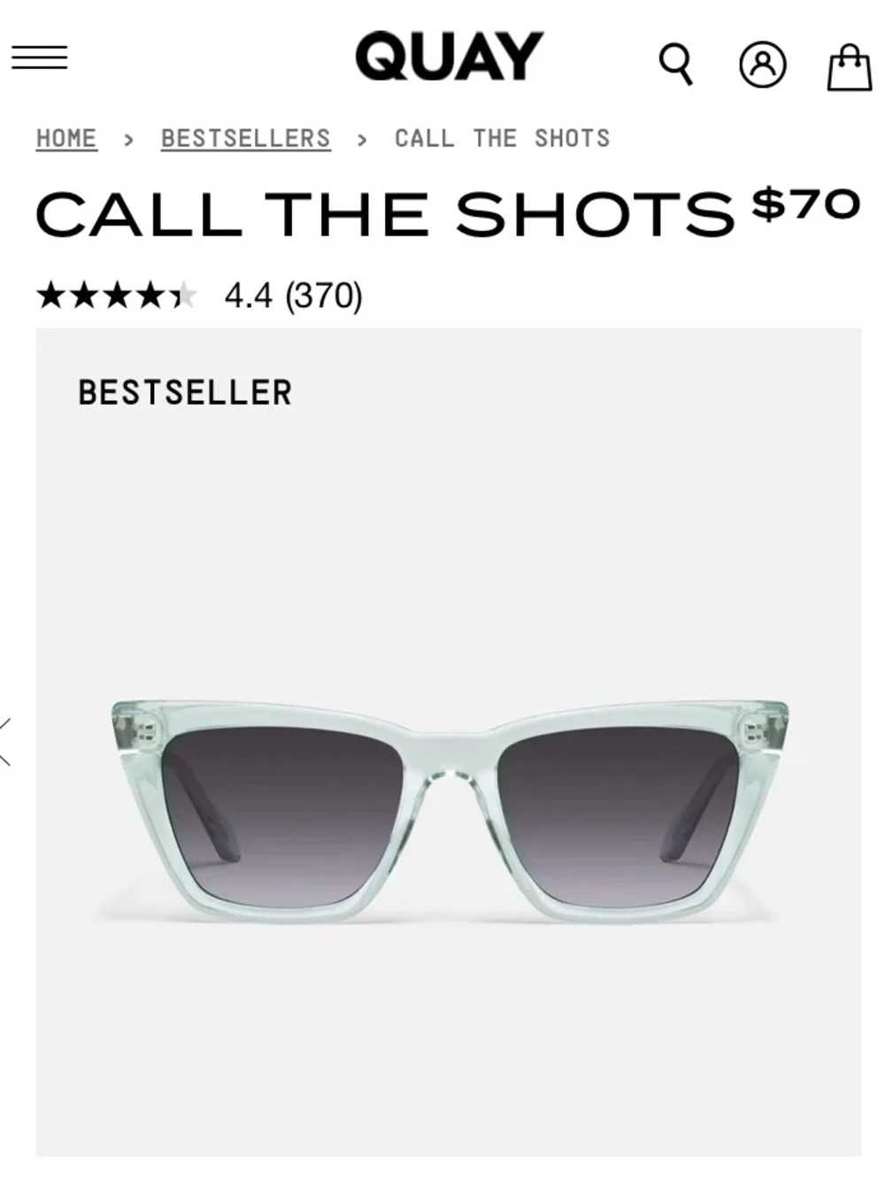 QUAY CALL THE SHOTS NO-NS-2560 tortoise Frame Smoke Lenses Sunglasses New in bag